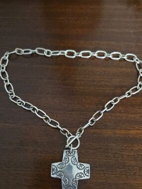 Silpada 925 Silver Cross Pendant Necklace - Chain Link